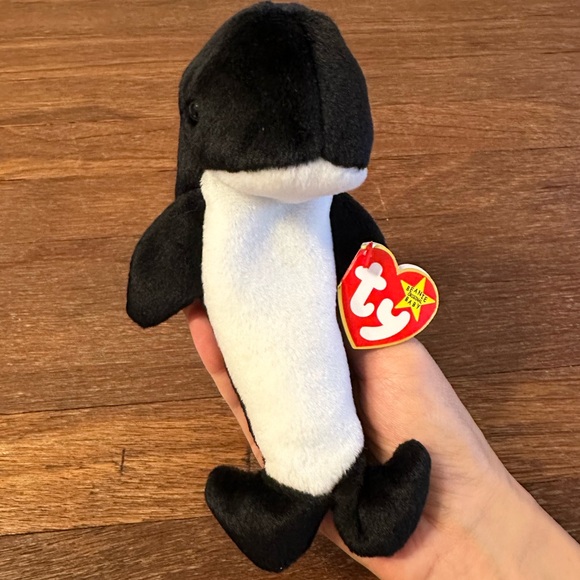 Ty Beanie Baby “Waves” 1996 Orca Whale PVC Pellets, KR Tag, Missing Period Error - Picture 2 of 7